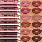 Waterproof Matte Lipliner Pencil Brown Contour Tint Lipstick Pen Long Lasting 12 Color Wooden Lip Liner Pencil Full-lip Makeup