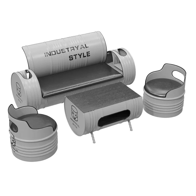 Industrial style sofa coffee table combination Internet celebrity creative bar clear bar milk tea shop table and chair oil drum