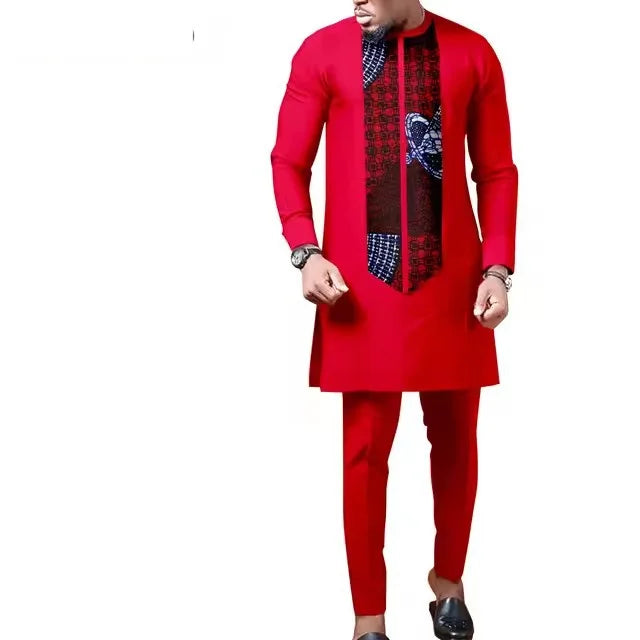 African Dresses for Women Match Bazin Lover Couple Clothes Print Mermaid Evening Dresses Men Outfits Shirt and Pant Sets Wedding