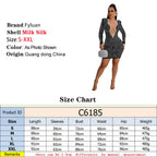 2025 Luxury Smart Evening Dress Women Deep V Neck Long Sleeve Tight Fitting Short Skirt Set With Diamonds Street Banquet Outfits