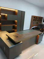 Modern Wooden Boss Office Desks Light Luxury Office Furniture Design with Storage Cabinet Study Desk Commercial President Desk