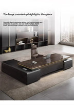 Modern Wooden Boss Office Desks Light Luxury Office Furniture Design with Storage Cabinet Study Desk Commercial President Desk