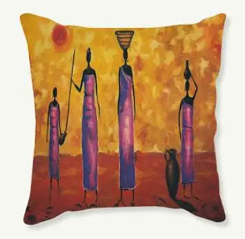 African Costume Clipart Throw Pillow 45x45 Africa Life Collection African Woman Pillowcase Sofa Car Decorative Cushion Cover