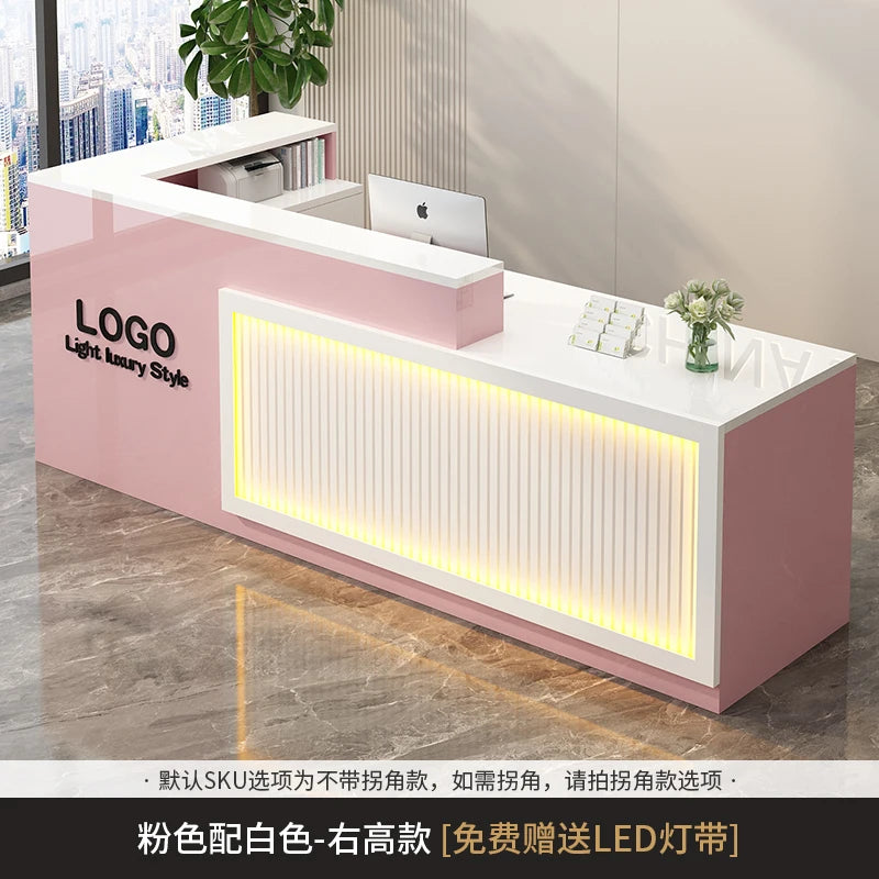 Luxury Simple Reception Desk Logo Salon Decorations Modern Reception Desk Office Beauty Mostrador Recepción Commercial Furniture