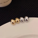 Semi-Round Metal Stud Earrings