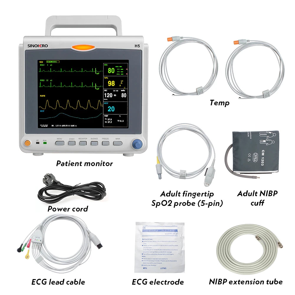 6-Parameter Patient ECG Vital Sign Monitor