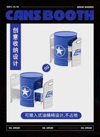 Industrial Style Coffee Shop Courtyard Leisure Area Outdoor Iron Oil Drum Tables and Chairs