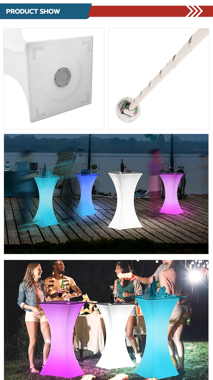 Illuminated High Bar Table and Chair Party Glowing Plastic Bar Led Light up Cocktail Table Set for Events