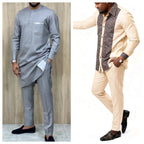 2024Kaftan Elegant African Men's suit Two-piece Agbada dress Wedding jacket and trousers Wedding suit African ethnic style