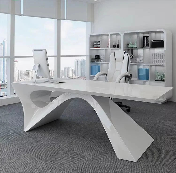 Modern new president's office desk and chair white high-end design office furniture