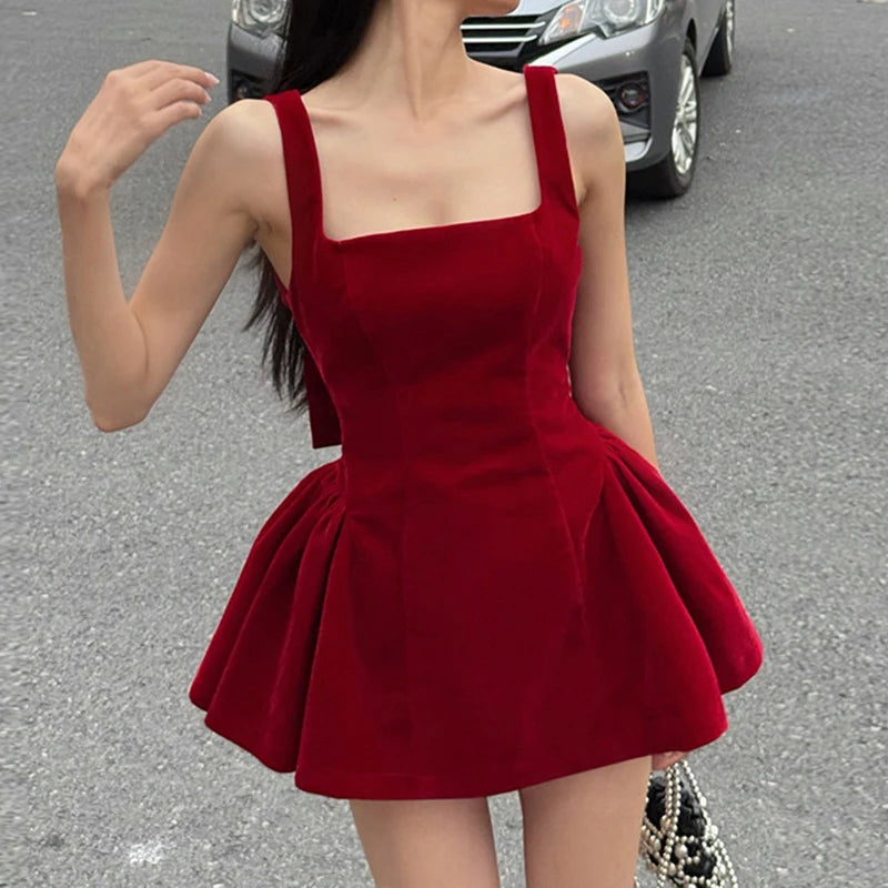 Red Bowknot Mini Dress