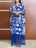 2025 African Dresses for Women Tassels African Fashion Boubou Dashiki Ankara Outfits Evening Gown Abayas Printing Kaftan Robe