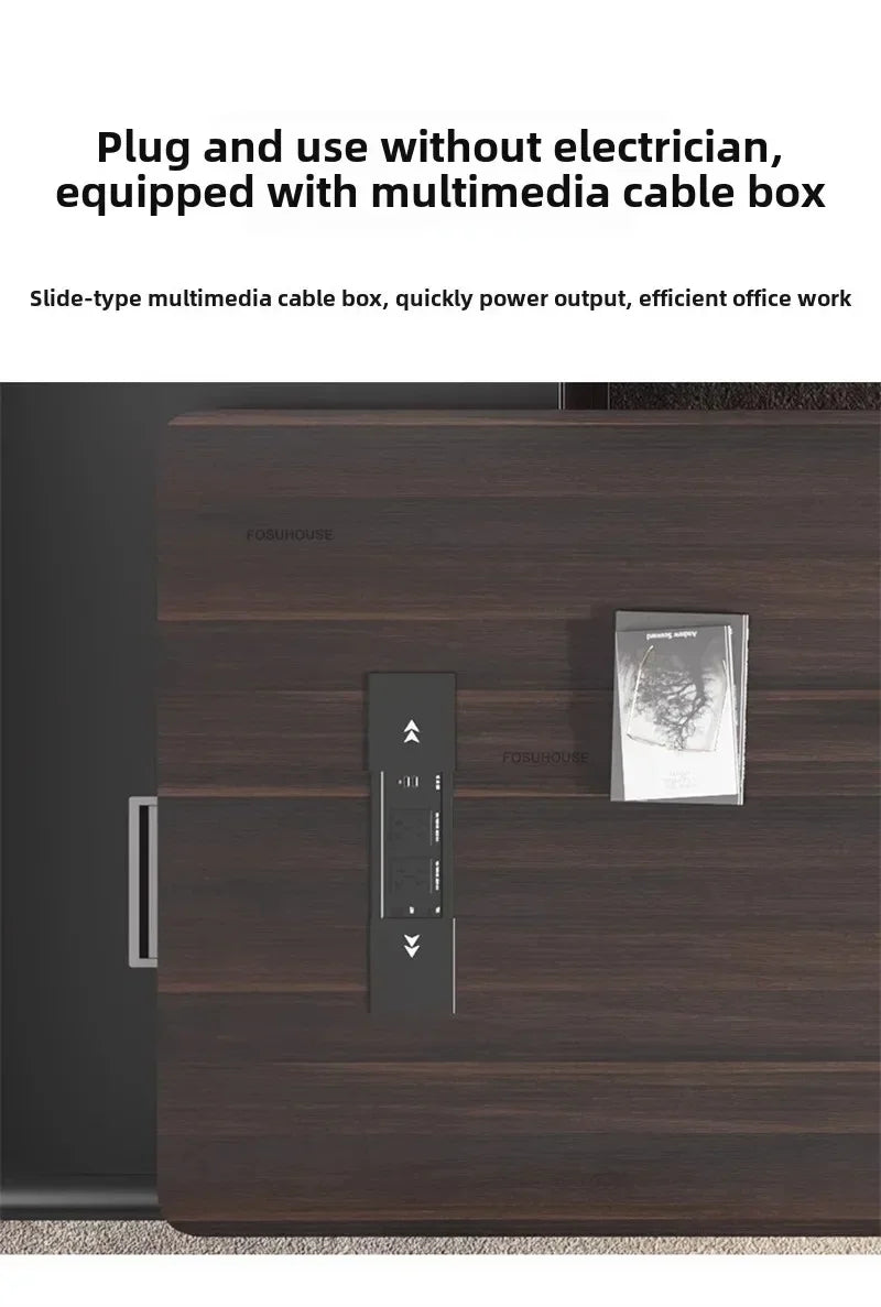 Modern Wooden Boss Office Desks Light Luxury Office Furniture Design with Storage Cabinet Study Desk Commercial President Desk