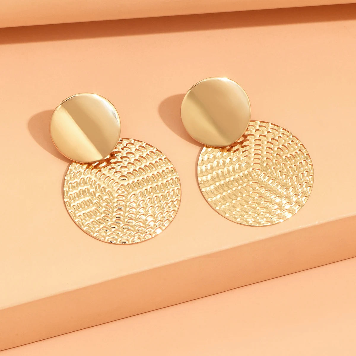 Geometric Metal Round Earrings
