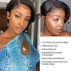 Pixie Cut 13x4 Transparent Lace Front Wigs Human Hair Wig For Women Short Straight Lace Frontal Wig 180% Daily Party Mother Gift