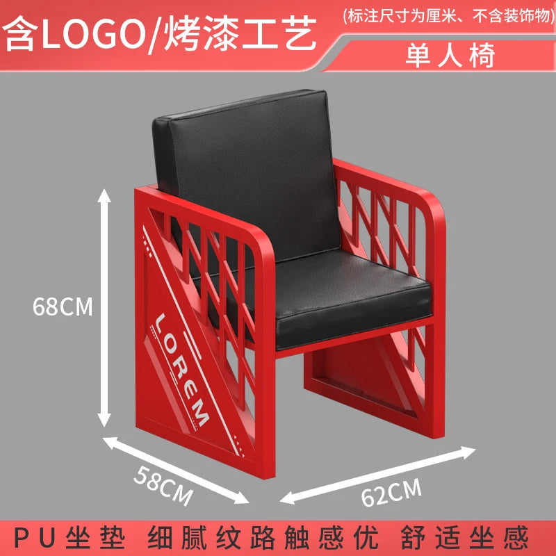 Industrial style booth bar Qingba retro wrought iron sofa coffee barbecue shop commercial restaurant dining table and chair