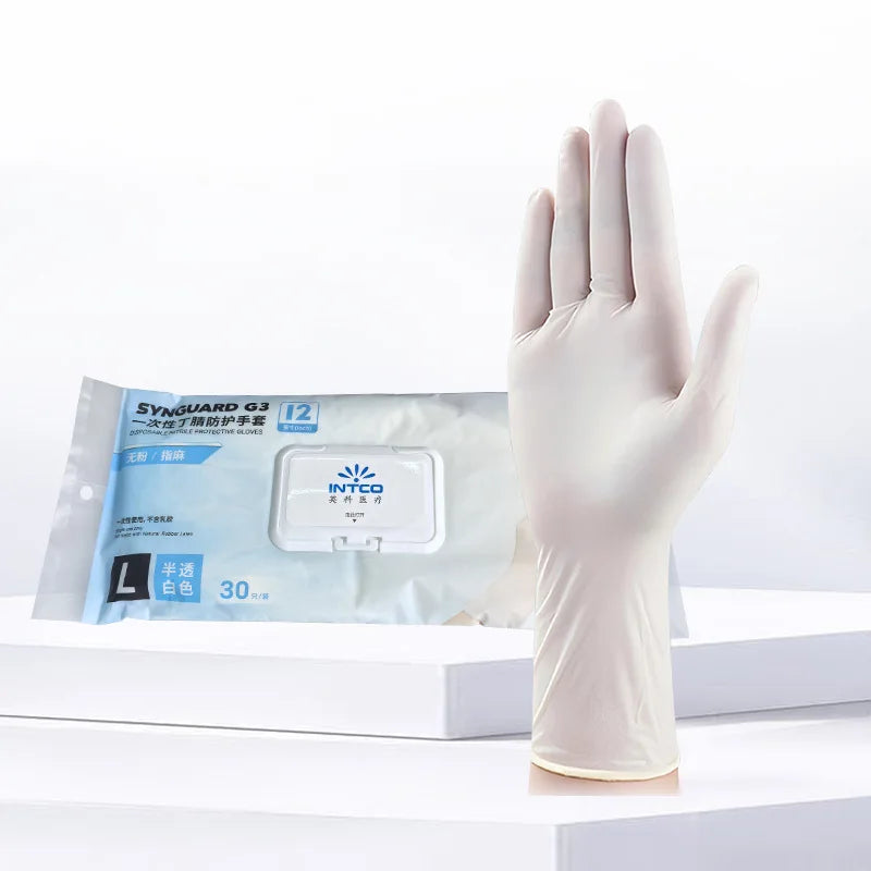 Medical Gloves Disposable White NitrileY86Durable Protective Medical Surgical Inspection Food Grade