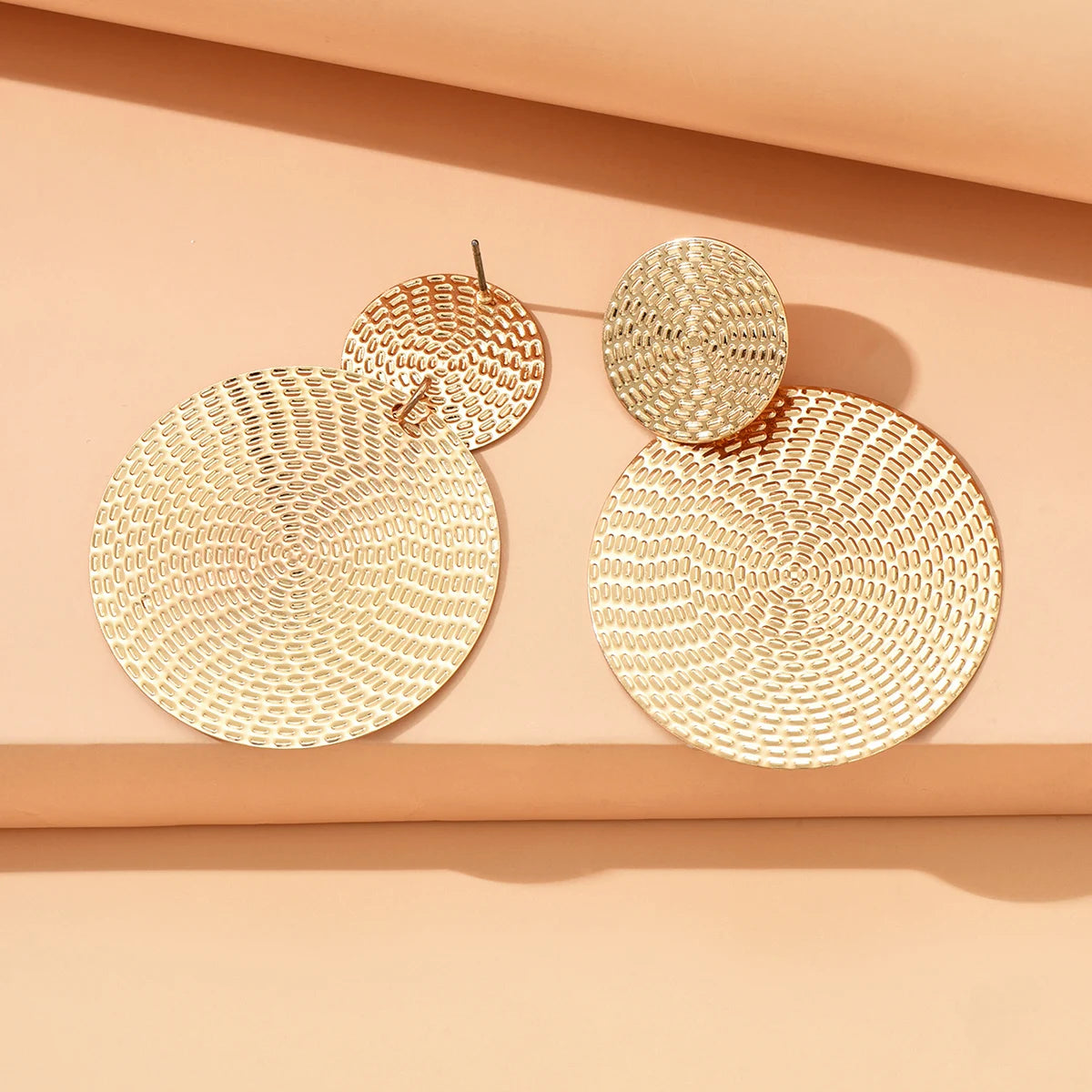 Geometric Metal Round Earrings