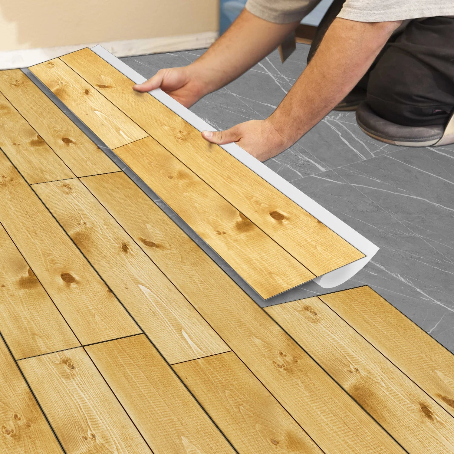 Simple Wood Grain PVC Floor Stickers For Corridors Living Rooms Wall And Floor Decorations Waterproof Self-Adhesive Wall Sticker