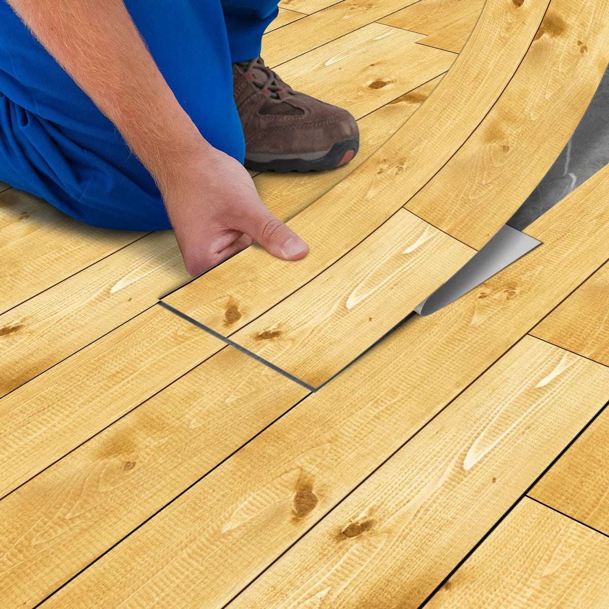 5pcs Wood Grain Floor Stickers Modern Style PVC Wall Sticker Waterproof Self-adhesive for Living room Kitchen Home Floor Decor