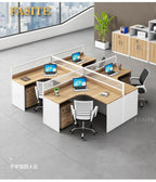 Simple modern financial desk and chair combination with dual workstation booth for office work