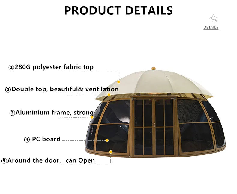 UFO Aluminum Patio Gazebo Canopy & Pergola for Outdoor Space