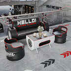 Industrial wind oil drum table and chair combination milk tea barbecue restaurant indoor and outdoor wrought iron furniture can