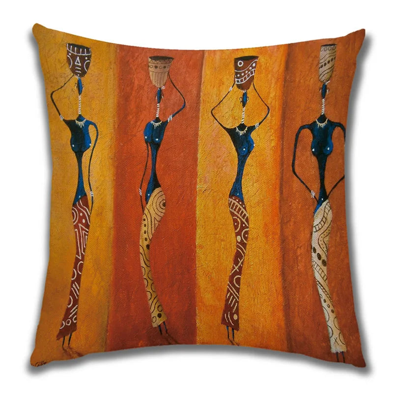 African Costume Clipart Throw Pillow 45x45 Africa Life Collection African Woman Pillowcase Sofa Car Decorative Cushion Cover