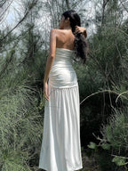 Pleated Slit Gown