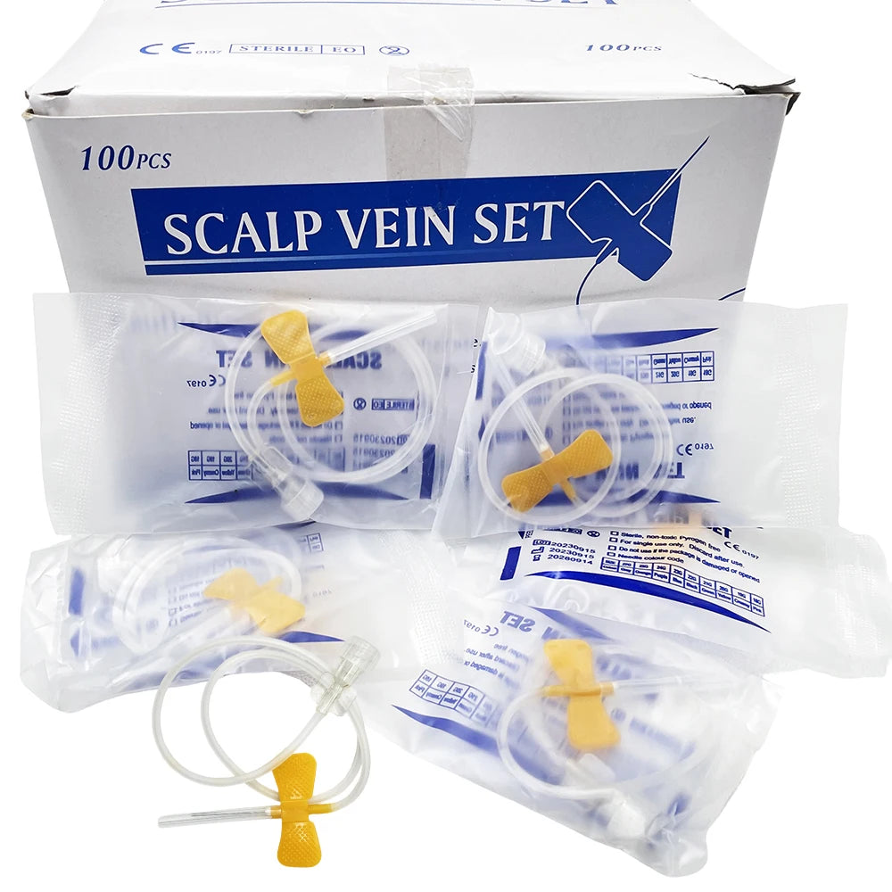 ‌25g Disposable Veterinary  Scalp Vein IV Infusion Set with Butterfly Wing Needle for Pets Small Animal Fluid Therapy