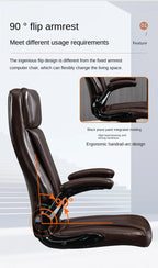 Genuine Leather Boss Chair, Office Chair, Comfortable for Long Periods of Sitting, Can Lie Down for Nap, Computer Swivel Chai