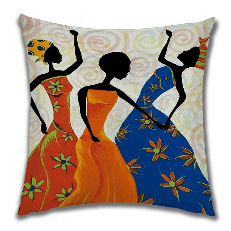 African Costume Clipart Throw Pillow 45x45 Africa Life Collection African Woman Pillowcase Sofa Car Decorative Cushion Cover