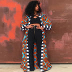 African Dresses for Women African Ethnic Print Loose Long Trench Coat Streetwear Dashiki African Clothes Cardigan African Kimono