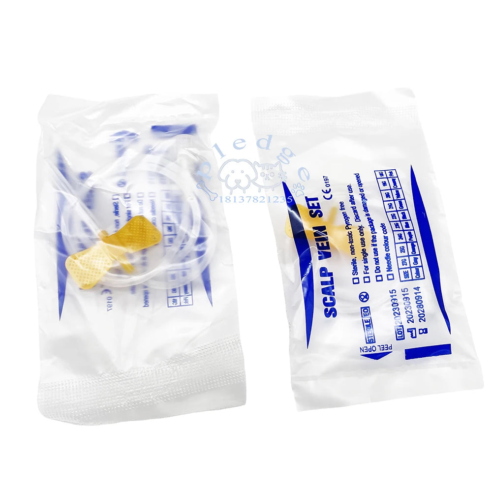 ‌25g Disposable Veterinary  Scalp Vein IV Infusion Set with Butterfly Wing Needle for Pets Small Animal Fluid Therapy