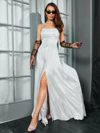 Female Evening Dress Dress 2025 Fashion New Spring And Autumn High Street Suspender Backless Sexy Split Flash Party Banquet