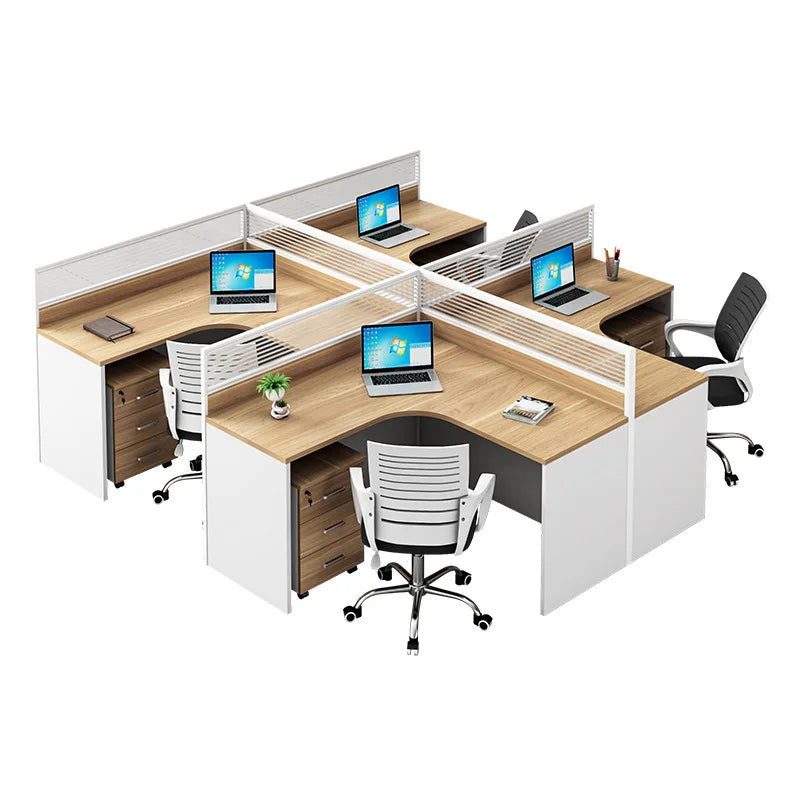 Simple modern financial desk and chair combination with dual workstation booth for office work