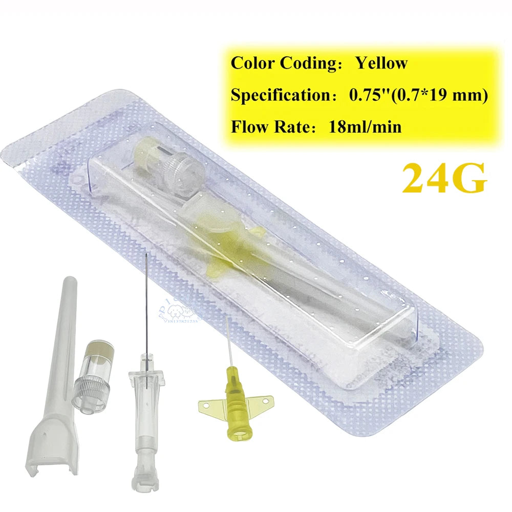 2PCS/5PCS/12PCS Animal Nasolacrimal Duct & IV Infusion Winged IV Catheter with Heparin Lock for Pet Animal Infusion 22G 24G 26G