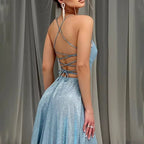 Female Evening Dress Dress 2025 Fashion New Spring And Autumn High Street Suspender Backless Sexy Split Flash Party Banquet