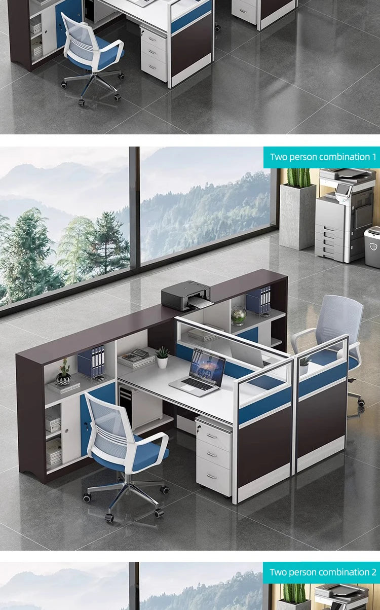 Modern Design Office Furniture Single-seat Employee Workstations Wooden Computer Desks and Office Desks with Storage Cabinets