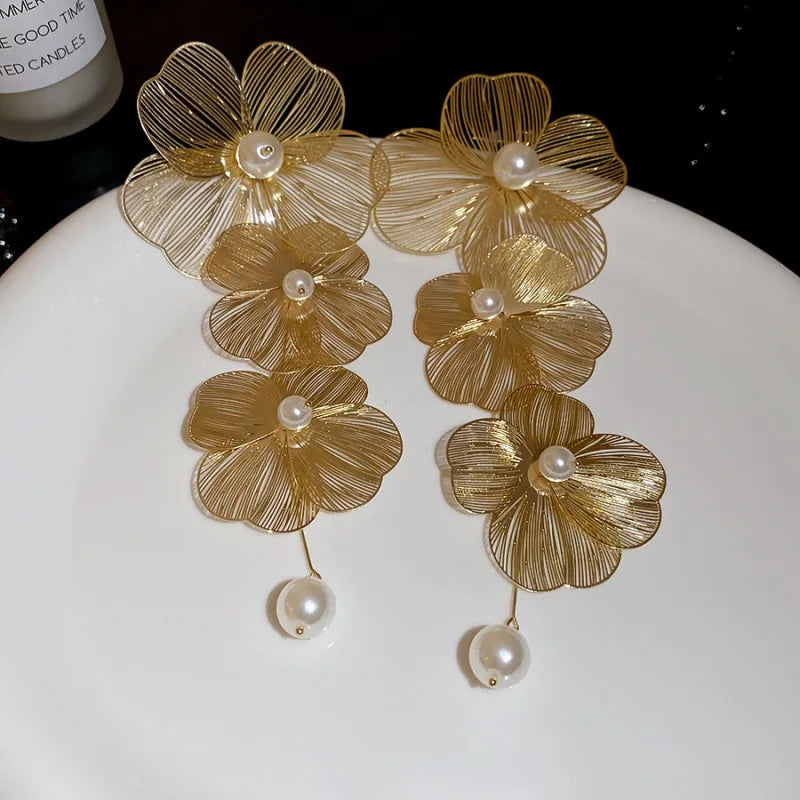 Vintage Flower Drop Earrings