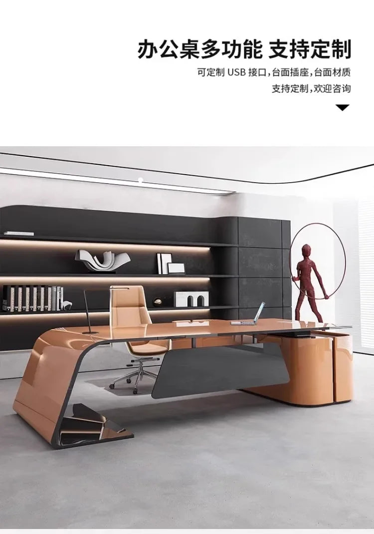 European High Quality Office Desk Cheap Executive Study Standing Office Desk Storage Floor Boss Wooden Escritorio Furniture