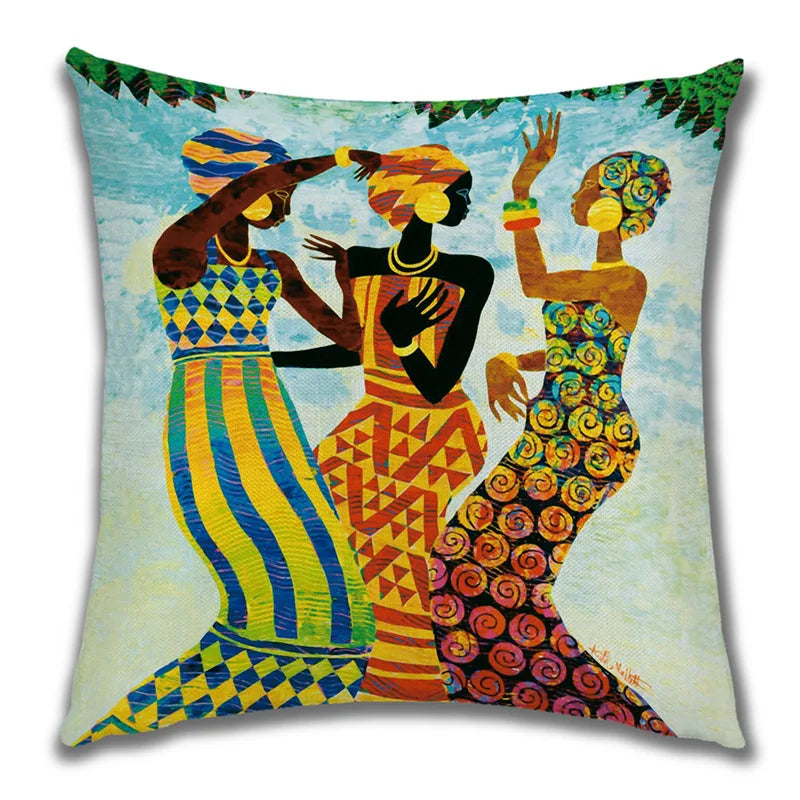 African Costume Clipart Throw Pillow 45x45 Africa Life Collection African Woman Pillowcase Sofa Car Decorative Cushion Cover