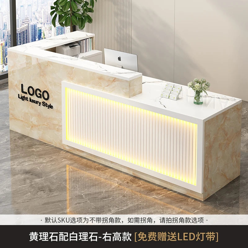 Luxury Simple Reception Desk Logo Salon Decorations Modern Reception Desk Office Beauty Mostrador Recepción Commercial Furniture