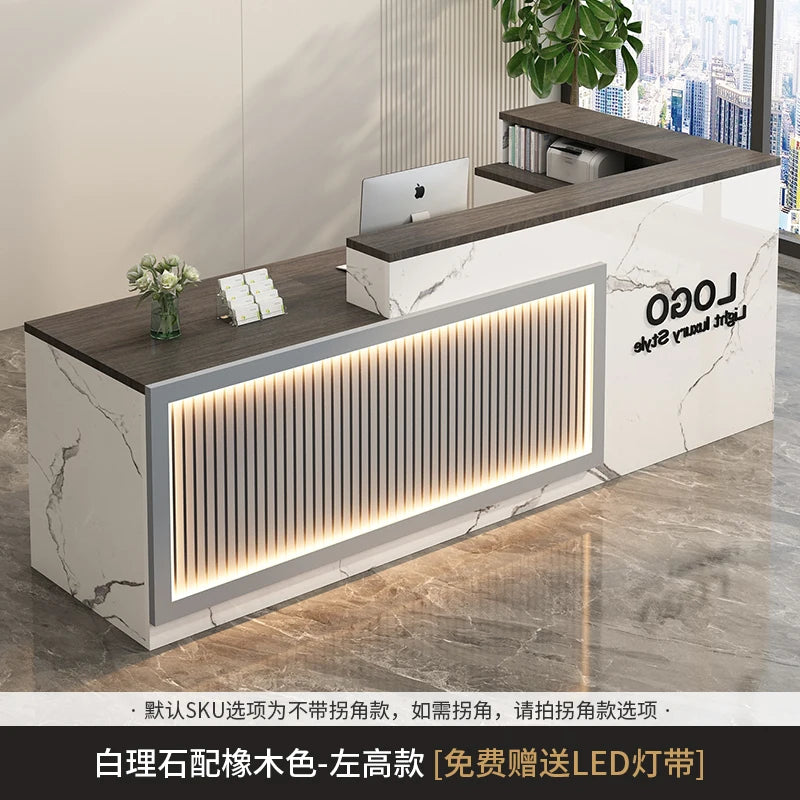 Luxury Simple Reception Desk Logo Salon Decorations Modern Reception Desk Office Beauty Mostrador Recepción Commercial Furniture