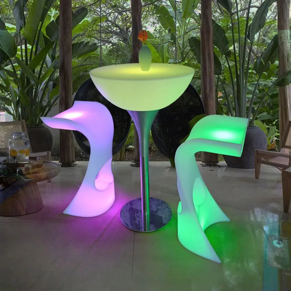 Outdoor Garden Bar Furniture Set LED Chair Bar Stool Sofa Table CE Certified for Hotel Villa Supermarket Made Durable Plastic