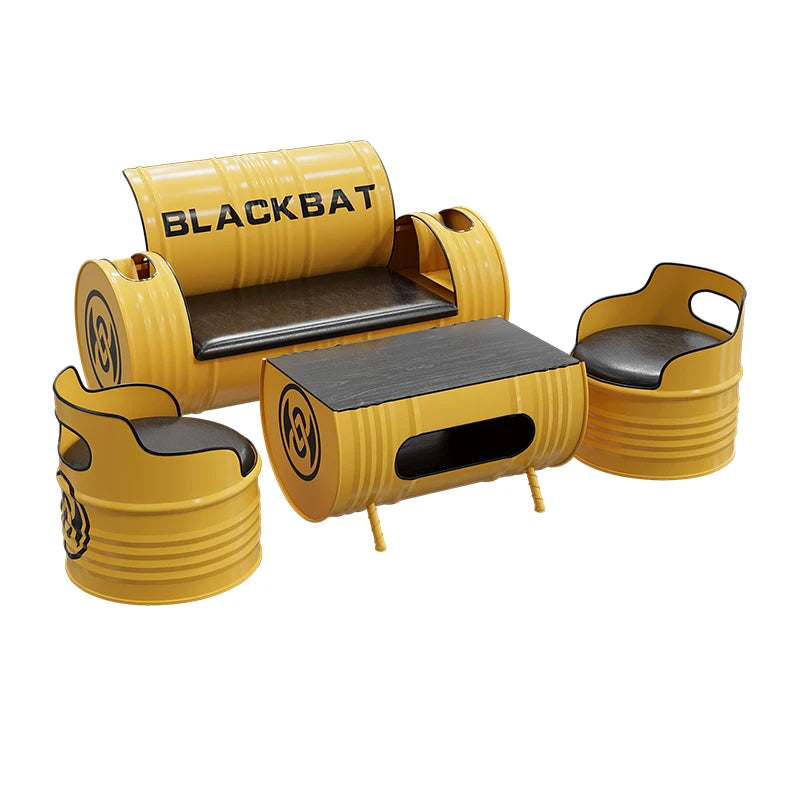 Industrial style sofa coffee table combination Internet celebrity creative bar clear bar milk tea shop table and chair oil drum