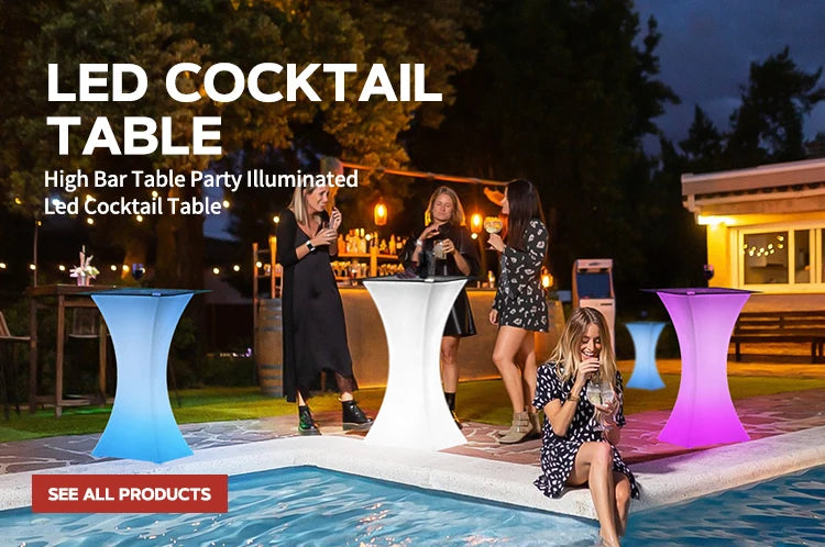 Illuminated High Bar Table and Chair Party Glowing Plastic Bar Led Light up Cocktail Table Set for Events