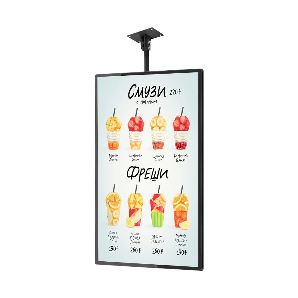 49 55 Inch Fast Food Store Advertising Devise Hanging Lcd Display Wall Mounted Digital Menu Board for Restaurant Shopping Mall
