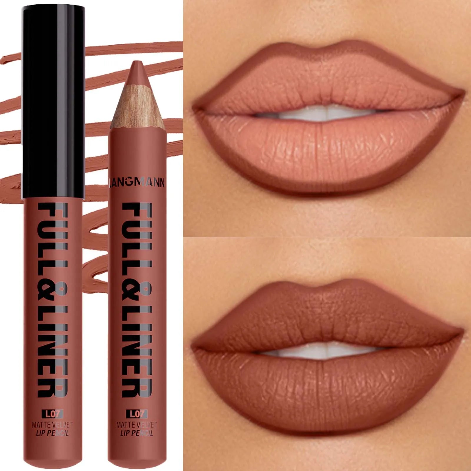 Waterproof Matte Lipliner Pencil Brown Contour Tint Lipstick Pen Long Lasting 12 Color Wooden Lip Liner Pencil Full-lip Makeup