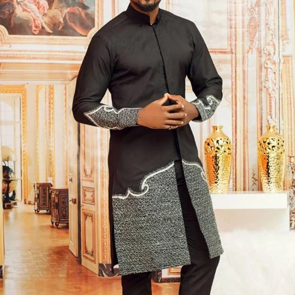 2024Kaftan Elegant African Men's suit Two-piece Agbada dress Wedding jacket and trousers Wedding suit African ethnic style